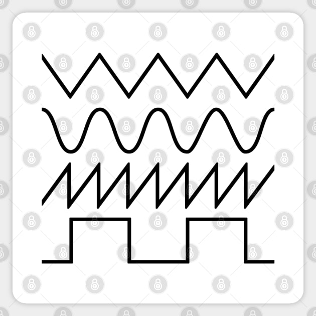 Synthesizer Waveforms (black font) #2 Sticker by RickTurner
